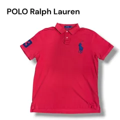 POLO RALPH LAUREN ビッグポニー ポロシャツ XL Custom Slim Fit 赤 袖ロゴ