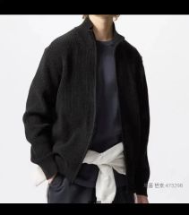 MUJI Labo コットンミラノリブ襟付きジップカーディガン 黒 - メルカリ