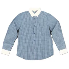 【中古】グッチ GUCCI コットン チェック ボタンダウン クレリック カジュアルシャツ ブルーxホワイト【サイズ10】【キッズ】のサムネイル