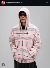 シュプリーム 25SS ウーブン ストライプ ジャケット ピンクのサムネイル