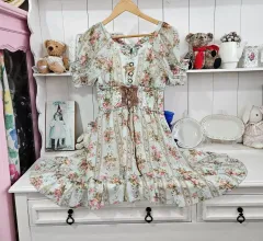 ディアリー ミント ローズ フローラル リボン ワンピース