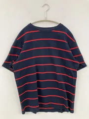 ZARA ザラ Tシャツ/カットソー USA S ネイビー ボーダー柄 ミドル丈 半袖 クルーネック(丸首)
