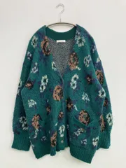 JEANASIS ジーナシス カーディガン/ボレロ F グリーン ウール・ニット ナイロン ニット 花柄・ボタニカル柄 ミドル丈 長袖