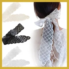 FASELE レースヘアバンド チョーカー ヘッドバンド レース ヘアタイ リボン ヘアタイ 多用途 ヘアアクセサリー ネクタイ ヘアバンド 飾り小物 レースベルト 帽子飾り ヘッドスカーフ スカーフ 1