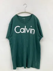 Calvin Klein Jeans カルバンクラインジーンズ Tシャツ/カットソー M グリーン 前面プリント ブランドロゴ ミドル丈 半袖 クルーネック(丸首)