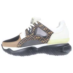 FENDI (フェンディ) ズッカ柄 カーフレザー ローカットスニーカー ホワイト/ブラウン