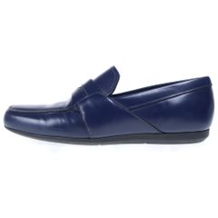美品 PRADA プラダ コインローファー 厚底 レザーシューズ ネイビー 35