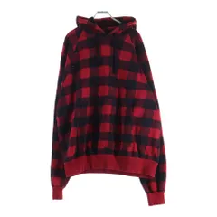 DRIES VAN NOTEN (ドリスヴァンノッテン) チェック柄 コットン フーデッド プルオーバー パーカー レッド/ブラックのサムネイル