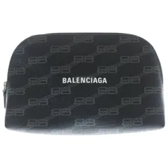 BALENCIAGA (バレンシアガ) BBモノグラム ポーチ ケース ブラック PVC×レザー 702624 210D5 シルバー金具のサムネイル