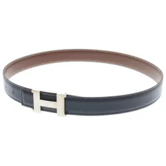 HERMES (エルメス) コンスタンス レザーベルト ブラウン×ブラック ボックスカーフ #65 シルバー金具 □E刻印のサムネイル