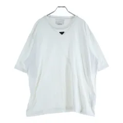 PRADA (プラダ) 23SS ラウンドネック トライアングルロゴプレート 半袖Tシャツ カットソー ホワイト UJN861