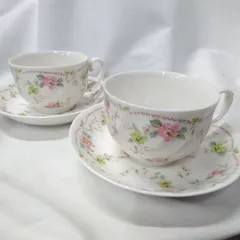 HOYA カップ＆ソーサー ペア 花柄 2客 W997