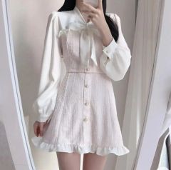 Rosé Muse Ribbon tie tweed mini onepiece - メルカリ