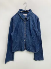 ZARA ザラ シャツ/ブラウス XL ブルー デニム コットン 無地 ミドル丈 長袖 レギュラーカラー