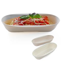 [Sold Out - Beige] Pasta Bowl & Colander - Microwave Safe - Cooks Pasta in the Microwave - Serving Bowl - Made in Japan - Easy and Time-Saving Pasta Maker - Astro Cooking Utensils - Steam Pasta Maker 510-52