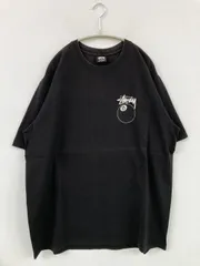 stussy ステューシー Tシャツ/カットソー XL ブラック 前面プリント バックプリント ブランドロゴ ミドル丈 半袖 クルーネック(丸首)