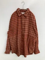 UNIQLO JW Anderson ユニクロジェイダブリューアンダーソン シャツ/ブラウス XL ブラウン チェック柄 ブランドロゴ ミドル丈 長袖 レギュラーカラー