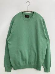 BEAMS ビームス ニット/セーター M ライトグリーン コットン ナイロン 無地 ミドル丈 長袖 クルーネック(丸首)