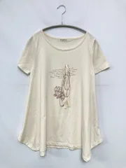 axes femme アクシーズファム Tシャツ/カットソー M アイボリー 前面プリント ミドル丈 半袖 クルーネック(丸首)