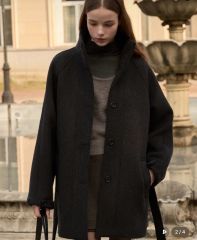 未使用級】24AW ショートビーバー フーデットコート ネイビー 完売