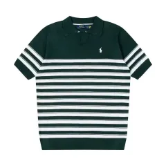POLO RALPH LAUREN(ポロラルフローレン) メンズ ストライプ 半袖Tシャツ ポロネック 夏 素材 Tシャツ 3color