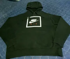 (海外モデル) NIKE AIR5 ボックスロゴ プルオーバー フーディー ブラック (L)