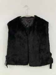 ベスト ブラック 無地 リボン キルティング