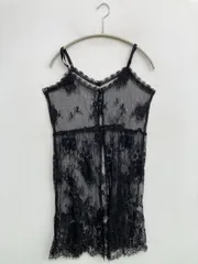 axes femme アクシーズファム キャミソール M ブラック 花柄・ボタニカル柄 レース カップなし