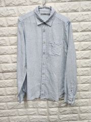 美品 フランクアンドアイリーン PAUL リネン シャツ ドット柄 ネイビー