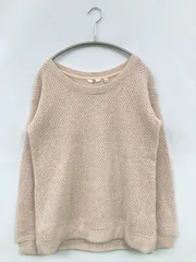 UNIQLO ユニクロ ニット/セーター S ベージュ ニット 無地 長袖 ミドル丈 クルーネック(丸首)