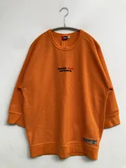 BEAR ベア Tシャツ/カットソー L オレンジ 無地 ワンポイント ミドル丈 半端袖