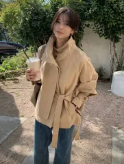 ベージュ ベルト ショート ジャケット 季節の変わり目 アウター 在庫処分
