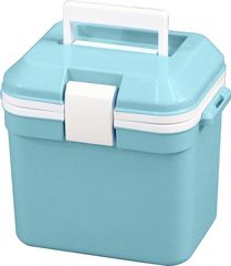 [Selling out fast! Hurry!] Lightweight, compact, small cooler box with shoulder strap for fishing, lunch, picnics, camping, outdoor activities, sports, and leisure. Holds 500ml PET bottles upright. Made in Japan. 7L capacity. Celadon Blue. Forest Crew brand cooler box with lid.