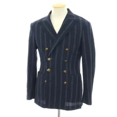 【中古】ザ ジジ THE GIGI ストレッチ コットン シアサッカー ストライプ ダブル8B カジュアルジャケット ネイビー【サイズ42】【メンズ】のサムネイル