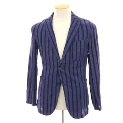 【中古】ジャンネット giannetto コットンリネン ストライプ 2B カジュアルジャケット ネイビー【サイズ42】【メンズ】のサムネイル