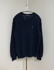 ポロ スポーツ Vネック コットン ニット ネイビー