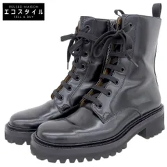 Church's チャーチ 美品 GWYNETH レザー レースアップ サイドZIP ブーツ シューズ メンズ ブラック 36.5 36 1/2