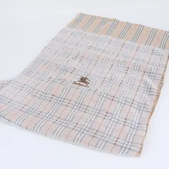 美品 バーバリー タグ付 ノバ チェック タオルシーツ ロゴ 刺繍 ベッド 寝具 パイル地 タオル MBM DX35-10【中古】