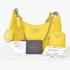 PRADA プラダ Shoulder Bag ショルダーバッグ Re-Edition 2005 Re-Nylon ナイロン 2WAY バッグ イエロー 美品 中古 4a000272