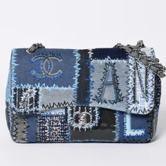極美品 CHANEL シャネル デカマトラッセ30 Sフラップ Wチェーンショルダーバッグ 21番台 ココマーク パッチワーク ステッチ 中古 4a001187