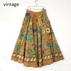 希少】グレースコンチネンタル ホースモチーフ 刺繍 リネンスカート 麻
