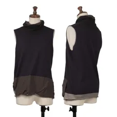 ヨーガンレールJURGEN LEHL コットンウール配色切替ハイネックタンクトップ 紫モカ他M