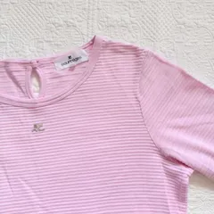 ☆クレージュ／Courreges☆コットン長袖カットソー☆刺繍ロゴ☆ピンク☆春夏
