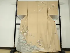 平和屋着物●訪問着　友禅　作家物　渡橋風景草花文　暈し染め　正絹　逸品　DAAY5153ud