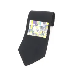 【中古】ポールスミス Paul Smith コットン プリントネクタイ ブラック【メンズ】