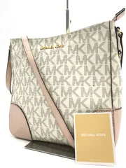 MICHAEL KORS　マイケルコース　ショルダーバッグ　MK柄　PVC×レザー　斜め掛け　アイボリー×ピンク　5337