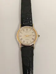 【中古品】 SEIKOセイコー Excelineエクセリーヌ 腕時計 1221-0160 クオーツ シルバー×ゴールド×黒ブラックベルト ステンレス 時計 現状品