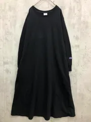 Champion チャンピオン ポケット付 ロゴ刺繍 長袖 スウェット ロング ワンピース sizeF/黒 ■■ レディース