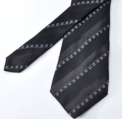 FENDI フェンディ ネクタイ ズッカ柄 ストライプ SILK シルク ブラック