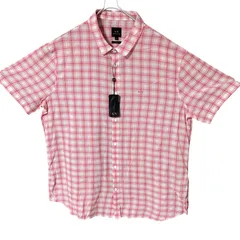 CHM ARMANI EXCHANGE A/X 半袖シャツ チェック柄 XXL ピンク コットン レギュラーフィット 大きいサイズ メンズ レディース ユニセックス 古着